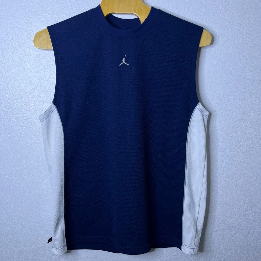 Vintage Jordan Mens XXL Sleeveless Basketball Tank Top Shirt Navy Blue White